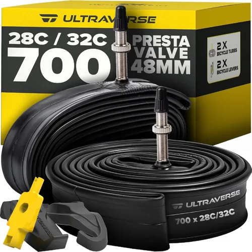 Miniatura 10 de Ultraverse Cámara de aire para bicicleta de 700x23-25c, 700x28-32c, 700x35-43c, tamaños de rueda de bicicleta de 28 pulgadas con válvula presta