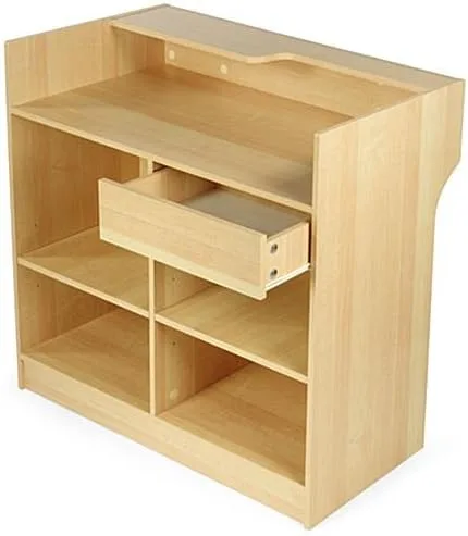 Miniatura 2 de Only Garment Racks Soporte de registro de melamina de arce independiente, con estantes ajustables, cajón extraíble y área de escritura de cheques