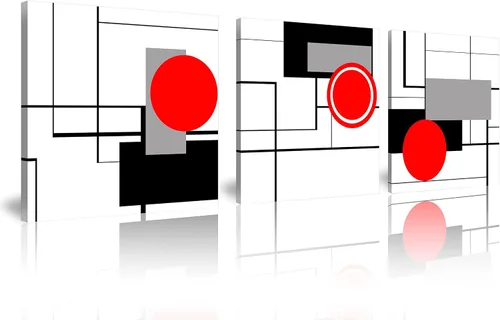 Miniatura 25 de NAN Wind 3 piezas de lienzo moderno Giclée impresiones en blanco y negro con paraguas rojos, lienzo romántico para parejas, pinturas de paisaje rojo