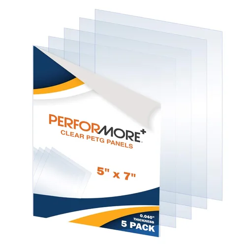 Miniatura 8 de Performore Juego de láminas de plexiglás PETG transparente, paquete de 10 paneles acrílicos flexibles con película protectora de 5 x 7 pulgadas