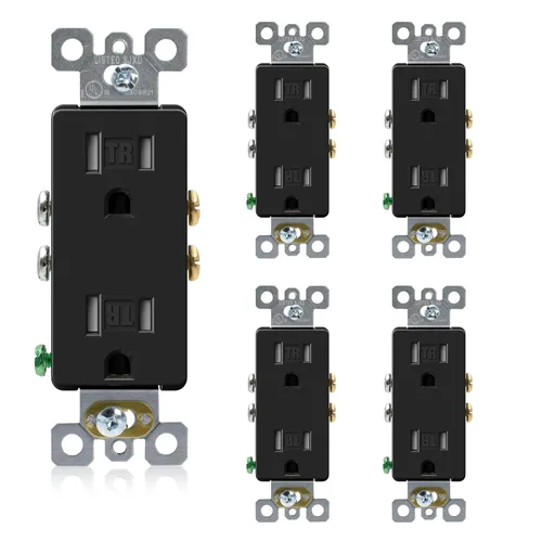 Miniatura 18 de ELEGRP Toma de corriente decorativa de pared, resistente a manipulaciones, 15 amperios, enchufe eléctrico de pared estándar, grado residencial