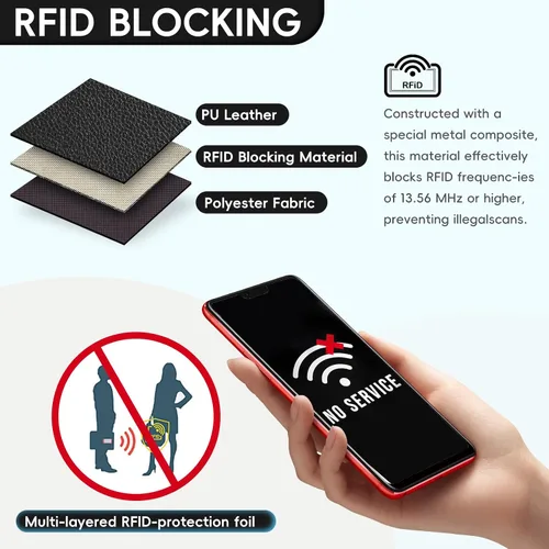 Miniatura 5 de Billetera pequeña para mujer, con bloqueo RFID, de piel, plegable, para tarjetas de crédito, con ventana de identificación, con cremallera, bolsillo