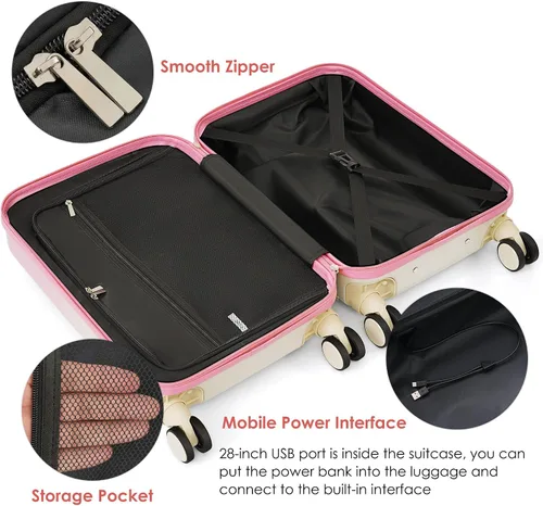 Miniatura 18 de Merax Juego de equipaje rígido ABS expandible de 3 piezas con rueda giratoria Maleta TSA Lock Suit Case, Negro -, Juego de 2 piezas, Equipaje