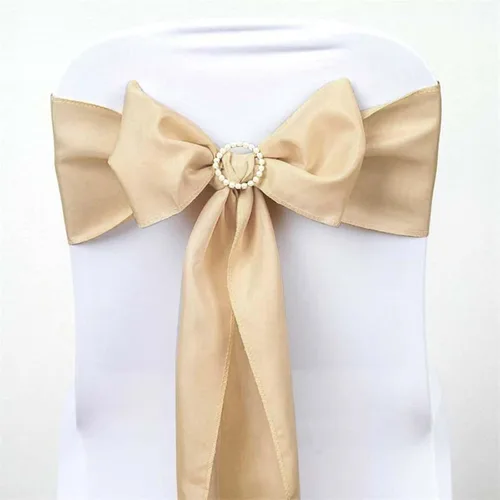 Miniatura 10 de Efavormart 5 piezas de fajas para sillas de poliéster color beige con lazos para decoración de sillas en bodas, eventos, suministros para decoración