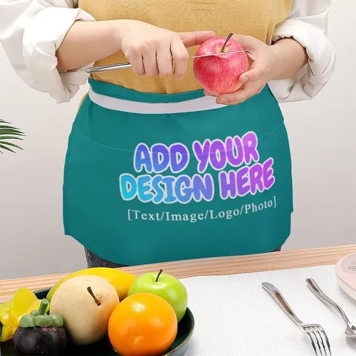 Miniatura 125 de AXKEUDO Delantal personalizado con bolsillos, delantales de cintura para camarera para cocinar en casa, restaurante, servir trabajo