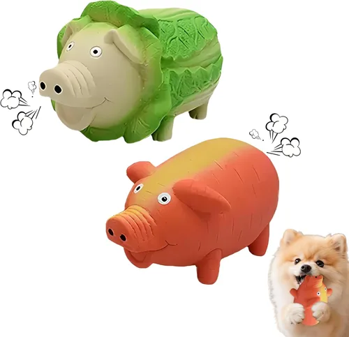 Miniatura 7 de Juguetes para perros Squeaky Pig - Paquete de 2 juguetes para perros que gruñen gruñidos para perros pequeños, medianos y grandes, juguete