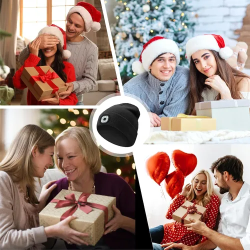 Miniatura 8 de Gorro de punto con luz incorporada, recargable, con luz LED, suave, de acrílico, para hombre y mujer, regalo