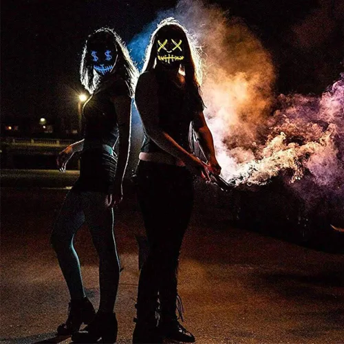Miniatura 2 de Máscara LED aterradora de Halloween, máscara de purga iluminada para festival, fiesta de cosplay Amarillo