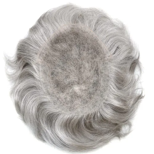 Miniatura 7 de Toupee - Pieza de cabello humano real para hombre, sistema de reemplazo de encaje suizo suave para hombre, pieza de pelo tipo tupé, protesis capilar