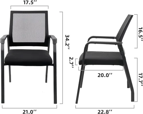 Miniatura 3 de KLASIKA Silla de escritorio sin ruedas, sillón con soporte lumbar ergonómico y cojín de asiento grueso, sillas de sala de espera para oficina
