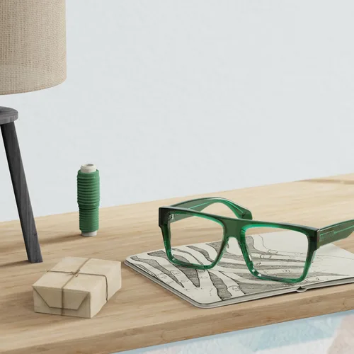 Miniatura 4 de VISOONE Gafas cuadradas de albahaca verde con bloqueo de luz azul TR90 de moda para hombres y mujeres ALBA