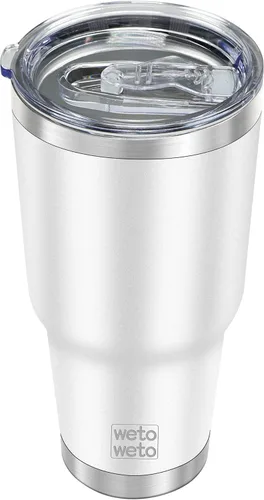 Miniatura 24 de WETOWETO - Vaso de 30oz, taza de viaje con aislamiento al vacío de acero inoxidable, taza de café y agua con recubrimiento en polvo de doble pared