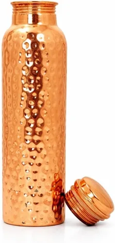 Nautical Bucket Designer - Botella de cobre de 34 onzas/33.8 fl oz para agua potable, a prueba de fugas, auténtica botella de agua ayurvédica de