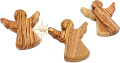 Miniatura 7 de Dacaret Factory Ángel de la guarda de madera de olivo, cabe en la mano y el bolsillo Reduce el estrés y la ansiedad Ángel de palma Figuras