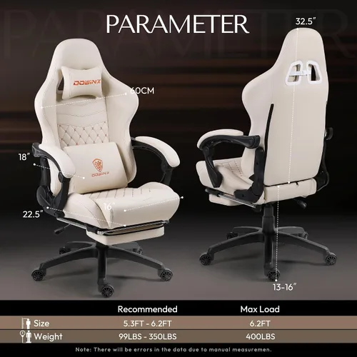 Miniatura 3 de Dowinx Silla de Juegos Grande y Alta, Silla Ergonómica para Computadora con Reposapiés y Soporte Lumbar de Masaje, Respaldo Alto, Cómoda Silla