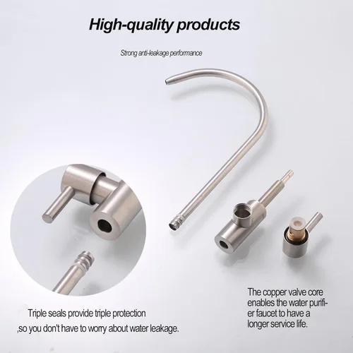 Miniatura 5 de Grifo de agua potable para la mayoría de ósmosis inversa y filtración de agua. Grifo de fregadero de acero inoxidable SUS304 níquel cepillado.