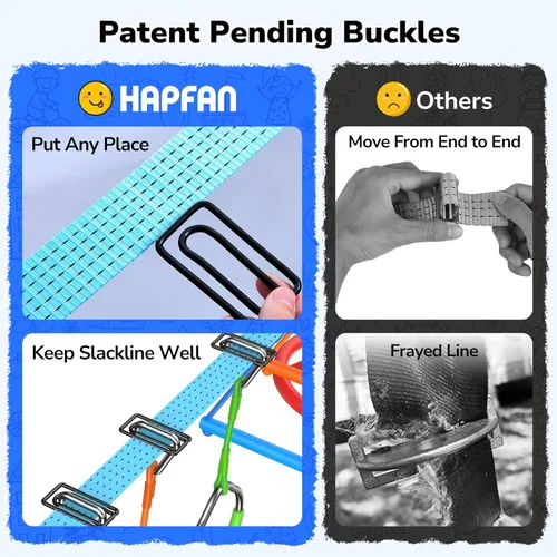 Miniatura 4 de Hapfan - Juego de columpios de curso de obstáculos Ninja Warrior de 50 pies para niños con accesorios resistentes al clima, juego de exterior