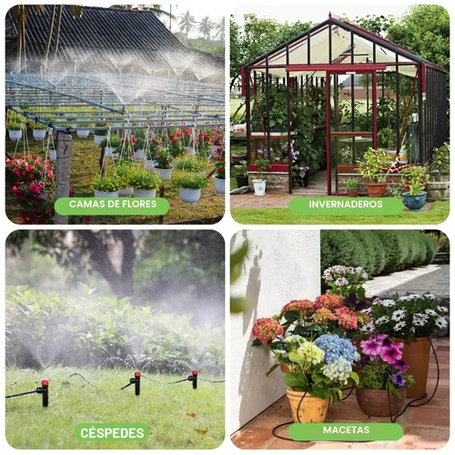Miniatura 7 de Sistema de riego por goteo de 230 pies para jardín con 40 boquillas y emisores, sistema de riego de jardín con tubo de 1/2" y 1/4" y accesorios