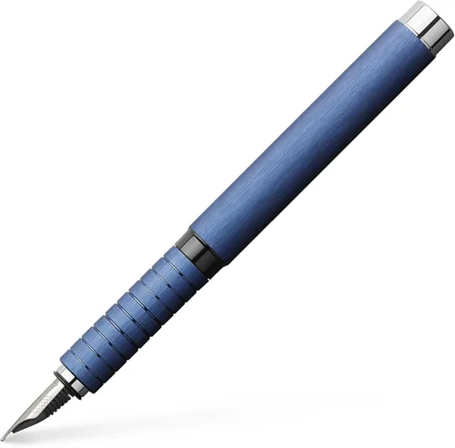 Faber-Castell Essentio - Pluma estilográfica de aluminio azul, punta extrafina con tinta negra, instrumentos de escritura fina