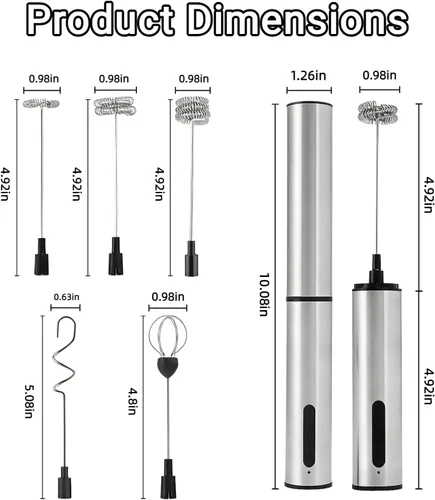 Miniatura 2 de Varita espumadora de leche recargable con 3 botones de velocidad independientes, batidor eléctrico de mano con 5 accesorios para café, lattes