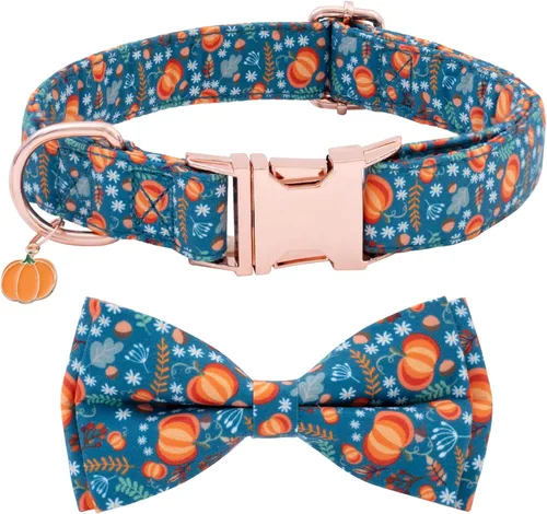 Collar de moño para perro Faygarsle de Halloween de otoño para perros pequeños, medianos y grandes, collares de moda y lindos para perros machos y