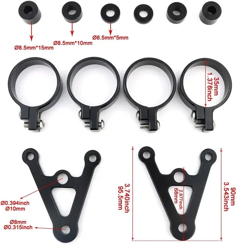 Miniatura 3 de Xitomer 1 par para tubos de horquilla delantera, soporte para lámpara de cabeza, soportes de faros delanteros de montaje CNC (1.378 in)