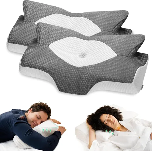 Miniatura 14 de Almohadas cervicales de espuma viscoelástica Elviros para el dolor de cuello y hombros, almohada para el cuello para dormir, almohadas para dormir