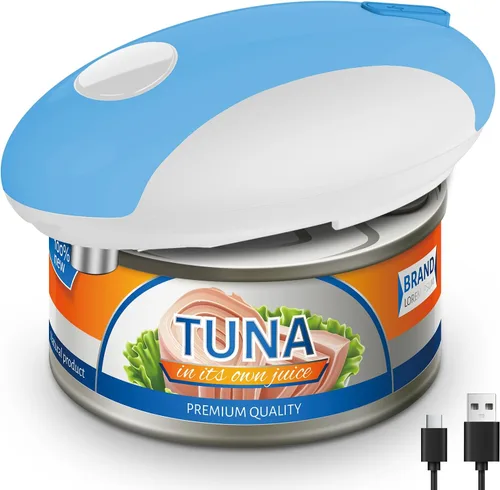 Miniatura 9 de Abrelatas eléctrico recargable por USB - Funciona con batería, operación automática de un toque, soporte magnético para tapa y corte de borde suave