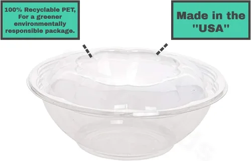 Miniatura 3 de Ensaladeras desechables de plástico con tapas herméticas, ideales para preparación de comidas, comida para llevar, catering, fiestas, picnics