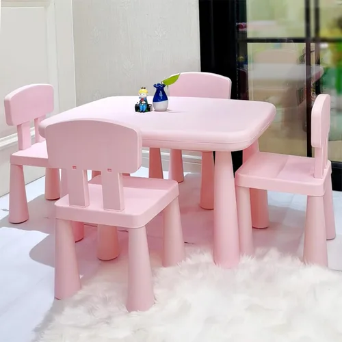 Miniatura 2 de Silla de mesa rosa para niños, respaldo de plástico PP, silla para niños de 1, 2, 3, 4, 5, 6, fomenta la concentración y la seguridad