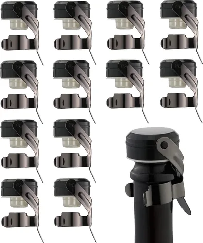 Miniatura 9 de WOTOR Tapones para botella de vino y champán de acero inoxidable con silicona de grado alimenticio, a prueba de fugas, se mantienen frescos, Negro