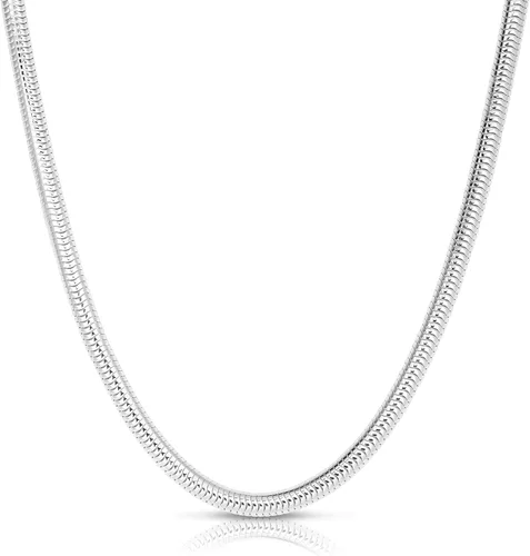 Miniatura 19 de Plata de ley 0.079 in (2 mm), 0.098 in (2.5 mm), 0.118 in (3 mm), 0.157 in (4 mm), 0.197 in (5 mm), cadena de serpiente redonda, collar de cadena