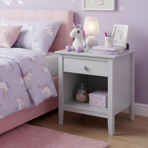 Miniatura 6 de Alaterre Furniture Simplicity - Mesita de noche pequeña con cajón y estante abierto grande, mesa auxiliar de madera maciza de 23.5 pulgadas o mesita