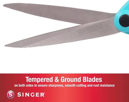 Miniatura 6 de SINGER 00562 ProSeries - Tijeras de costura dobladas resistentes, 9-1/2 pulgadas, color verde azulado, para cortar tela, mezclilla, papel y más