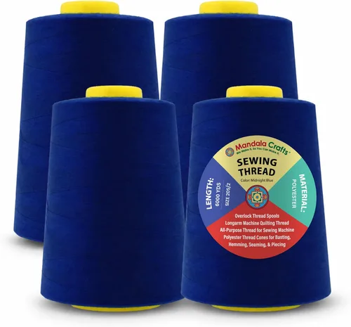 Miniatura 34 de Mandala Crafts 4 Pack of Serger Threads Cones Spools - 20S/2 24000 Yards Polyester Baby Blue Threads for Sergers Machine and Overlock Quilting
