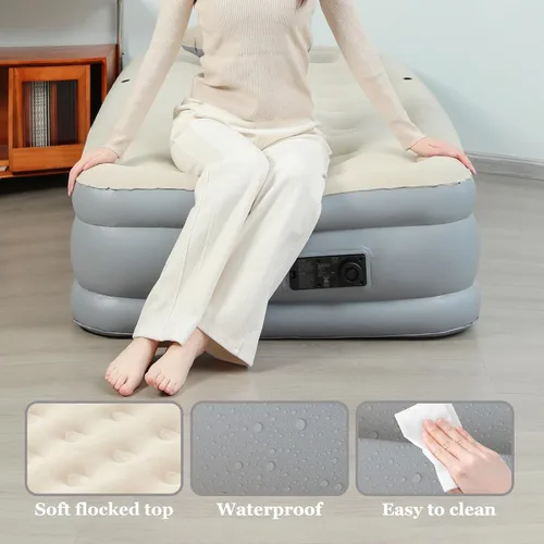 Miniatura 4 de Colchón de aire con cabecero, cama inflable de 16 pulgadas con bomba eléctrica incorporada, inflado/desinflado rápido de 2 minutos, diseño sin