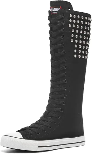 Miniatura 2 de Momuk Botas de lona de baile de moda con cremallera hasta la rodilla para mujer