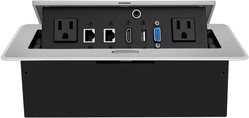 Miniatura 7 de Caja de conexión del centro de fecha del poder emergente de la tabla con la red HDMI del enchufe para el escritorio de conferencia