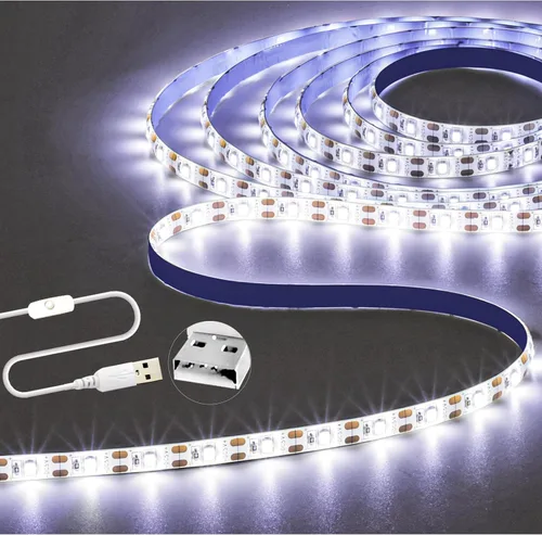 Miniatura 7 de Tira de luces LED de 5V USB 9.84 pies, 3500K blanco cálido, tira de luces LED flexible impermeable de SMD2835 con 180 LEDs, regulable, luz de tira