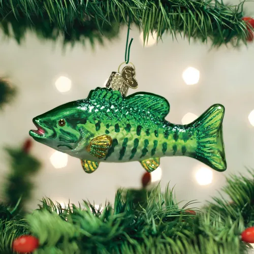 Miniatura 2 de Old World Christmas - Adorno de vidrio soplado de lubina de boca chica para árbol de Navidad, decoración festiva artesanal, colección de peces