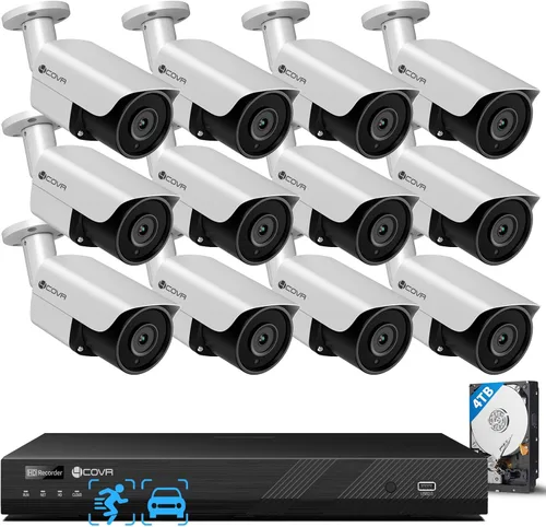Miniatura 11 de 4COVR - Sistema de cámara de seguridad de 16 canales, detección de seres humanos/vehículos, visión nocturna, 16CH 4K NVR 4TB HDD, 12 unidades de 8