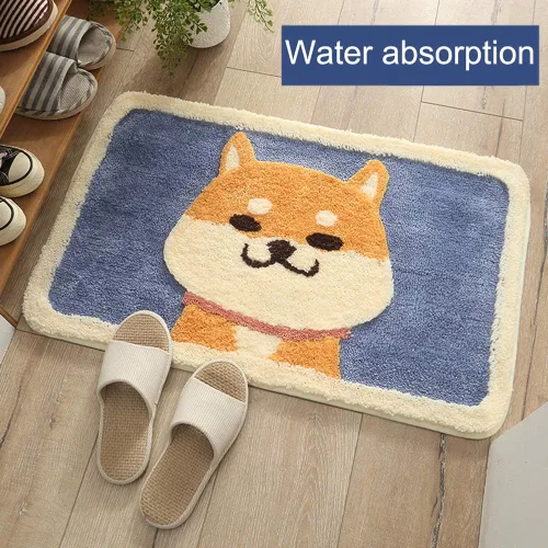 Miniatura 8 de Ankah Dog Series - Alfombra de baño de la colección de animales Shiba y Corgi, felpa suave y peluda, antideslizante, altamente absorbente, lavable a