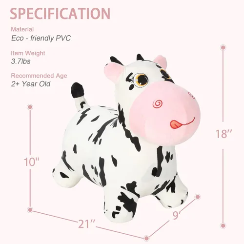 Miniatura 2 de INPANY Juguetes Saltarines de Vaca Animales de Granja para Regalos de Niña de 2 Años, Caballo Saltarín Inflable de Peluche para Niños, Montable Toro