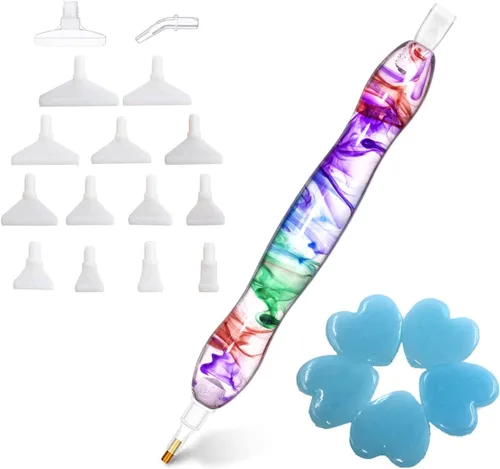 Miniatura 10 de Kit de herramientas y accesorios de pintura de arte de diamante con bolígrafo de cuentas perforadas para adultos, puntas de lápiz estilo perforador
