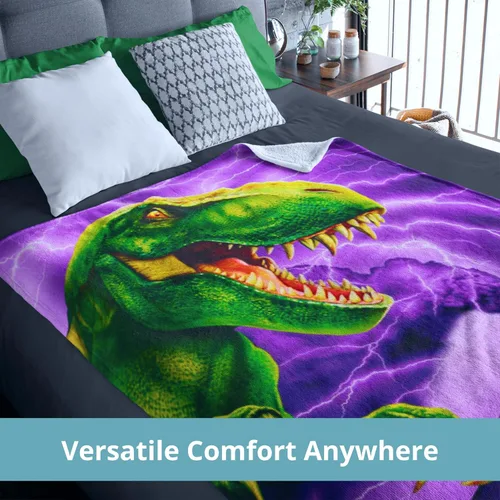 Miniatura 6 de Dawhud Direct T-Rex - Manta de vellón para cama, 75 x 90 pulgadas, manta de forro polar jurásico tamaño Queen para niños, hombres, unisex y niños