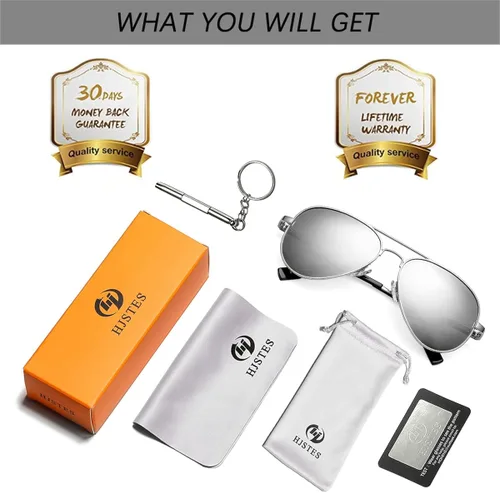 Miniatura 7 de HJSTES Gafas de sol polarizadas de aviador para niñas y niños gafas clásicas para jóvenes lentes de protección UV400 2047in