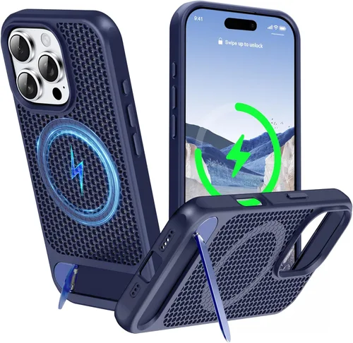 Miniatura 7 de Funda magnética de disipación de calor para iPhone 13 Pro Max, para MagSafe, protección contra caídas Coolingf, funda con función atril ajustable