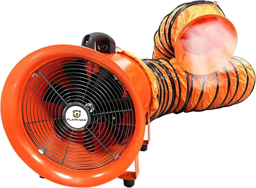 Ventilador de escape de ventilación industrial portátil de 10 pulgadas 3010CFM 350W con manguera de conducto de 33 pies para aspirar polvo, humo,