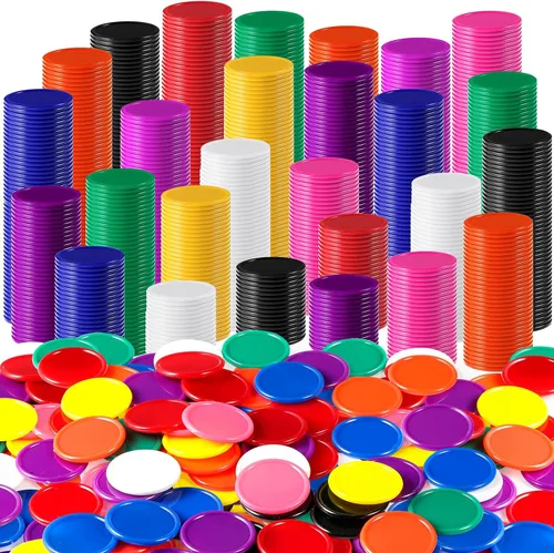 Miniatura 15 de Coopay 300 discos de plástico para contadores de aprendizaje, discos de conteo de fichas de bingo para práctica de matemáticas y fichas de póquer, 1