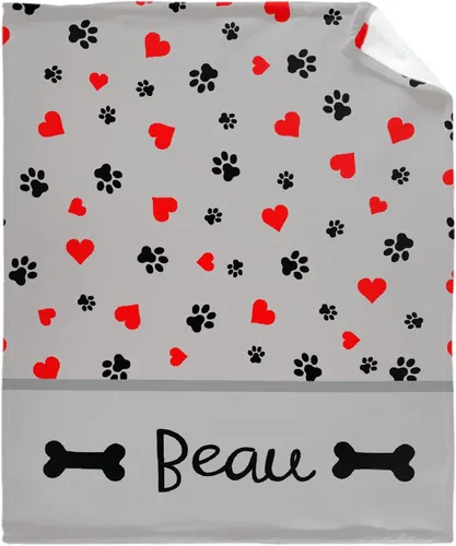 Miniatura 13 de Manta personalizada para perro, impresión de pata personalizada, regalo súper suave para mascotas, 30 x 40 pulgadas, tamaño pequeño y mascota